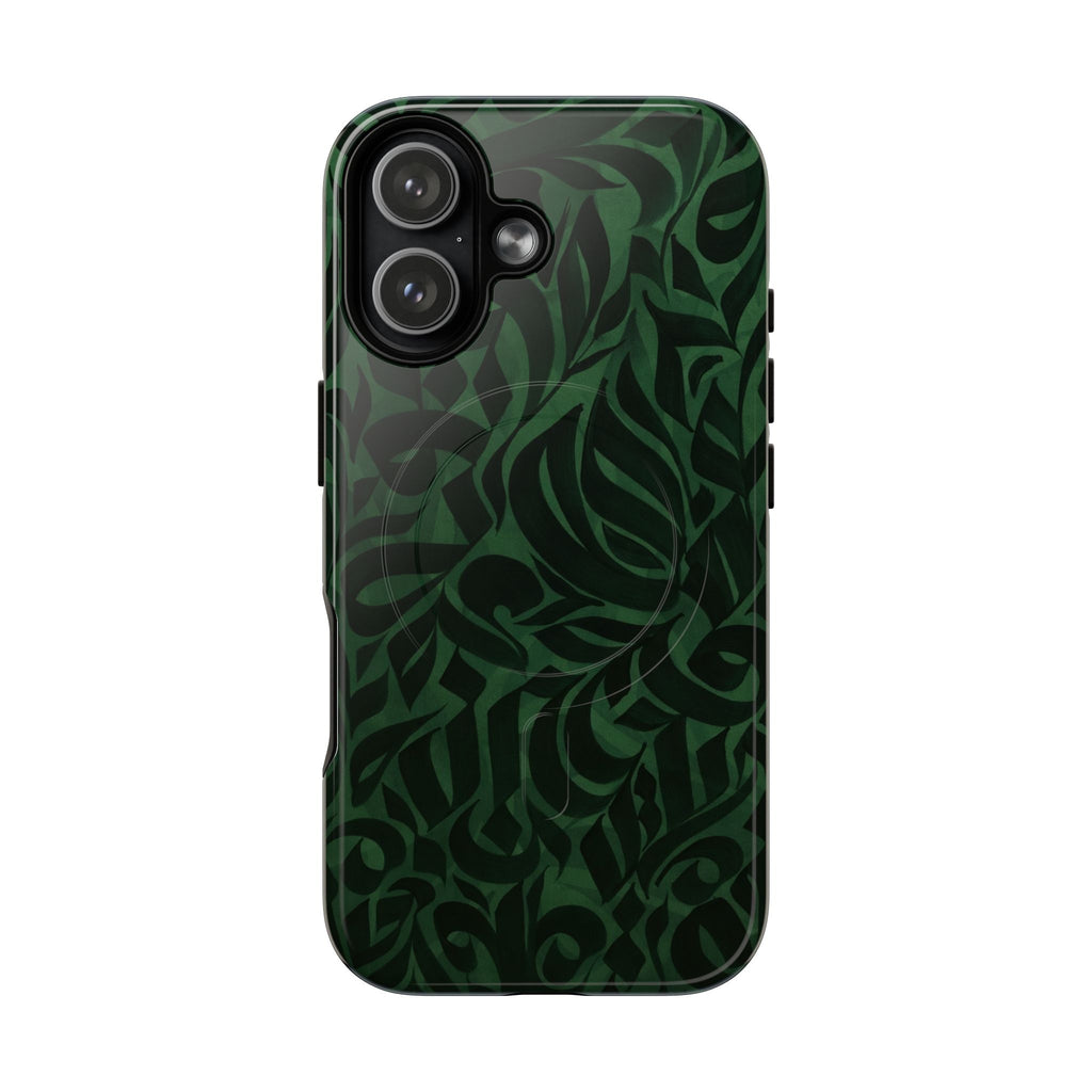 Floral Calligraphy Dark Green - Magnetic Case