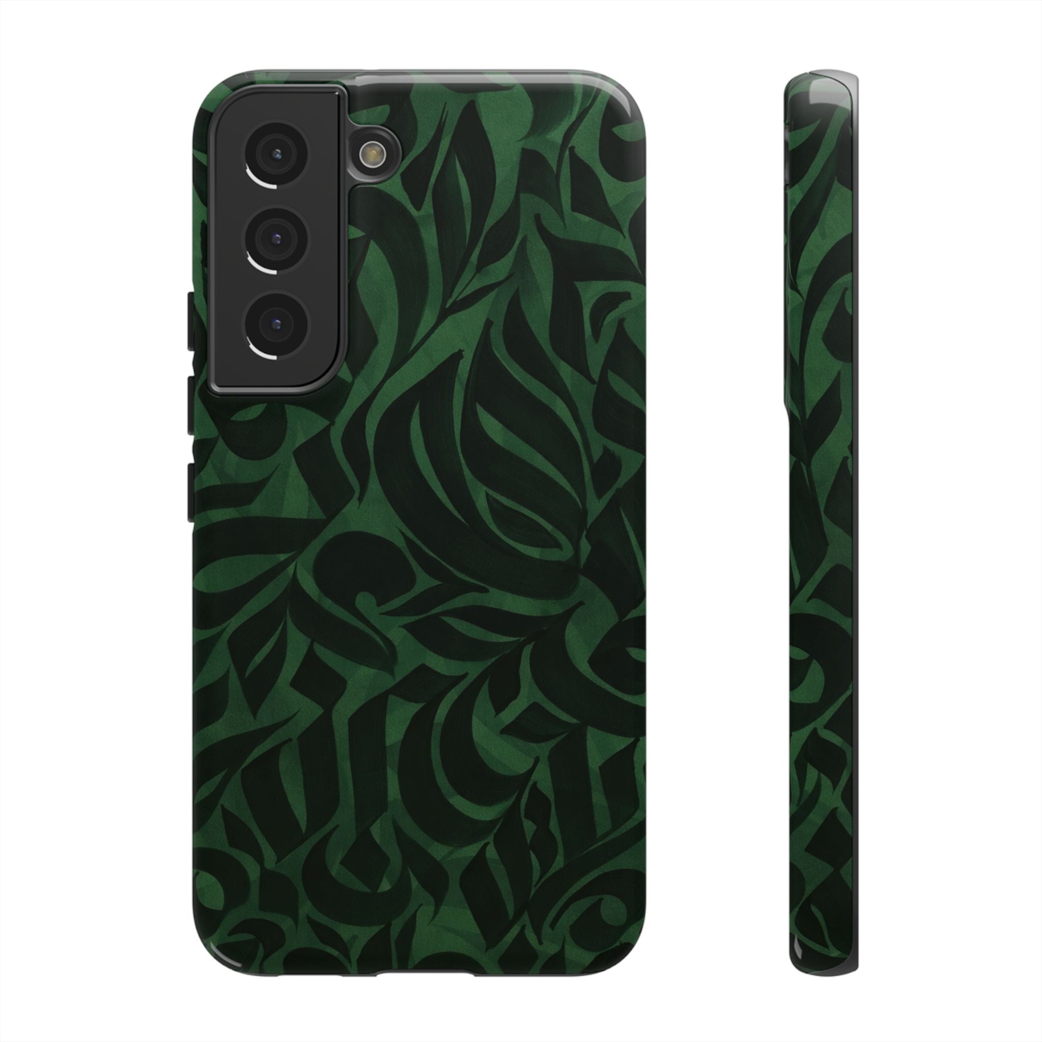 Floral Calligraphy Dark Green - Tough Case