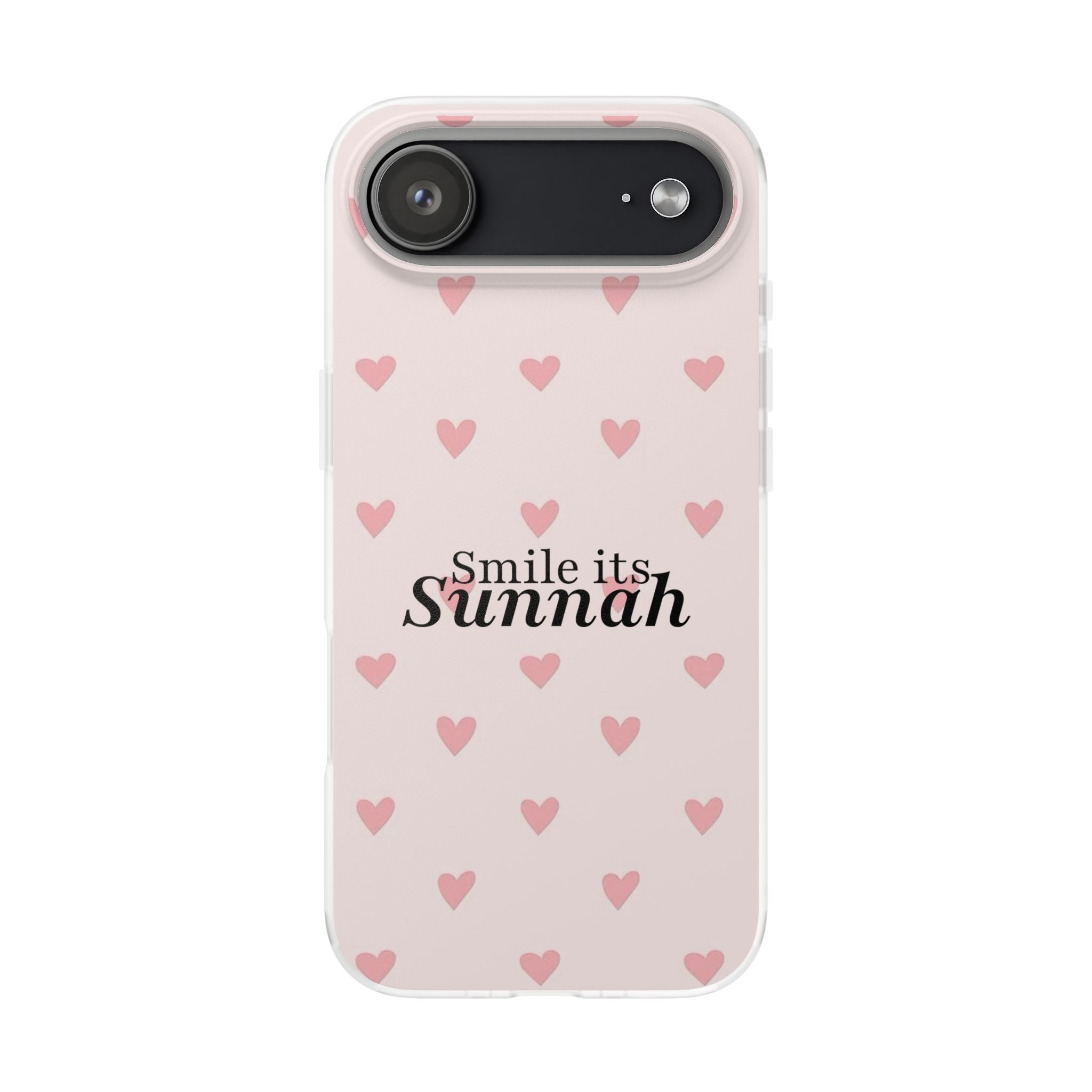''Smile It's Sunnah'' Pink Heart Pattern - Flexi Case