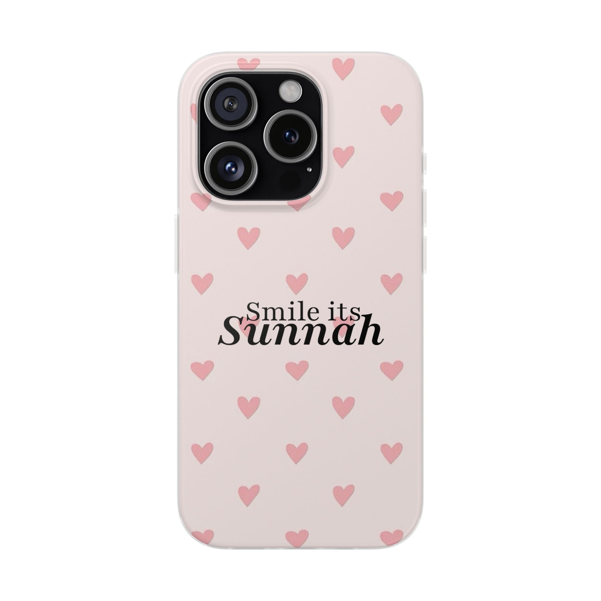 ''Smile It's Sunnah'' Pink Heart Pattern - Flexi Case