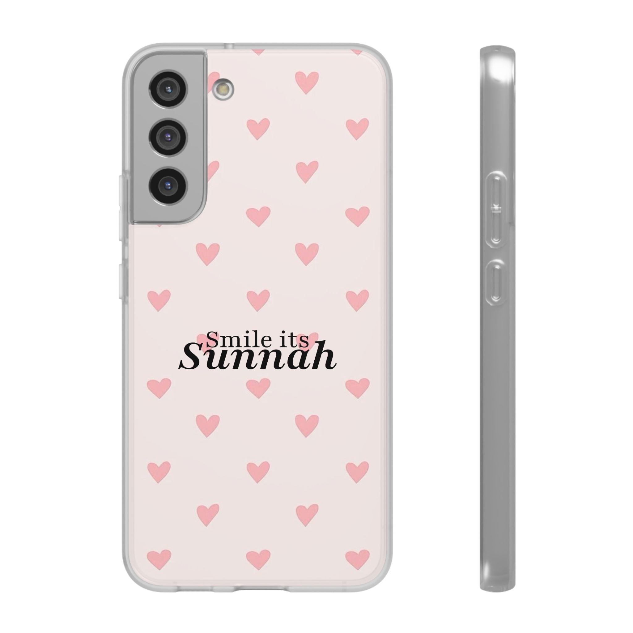 ''Smile It's Sunnah'' Pink Heart Pattern - Flexi Case
