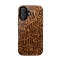 Woodgrain Floral Tough Magnetic Phone Case — Protective Magnetic iPhone Cover