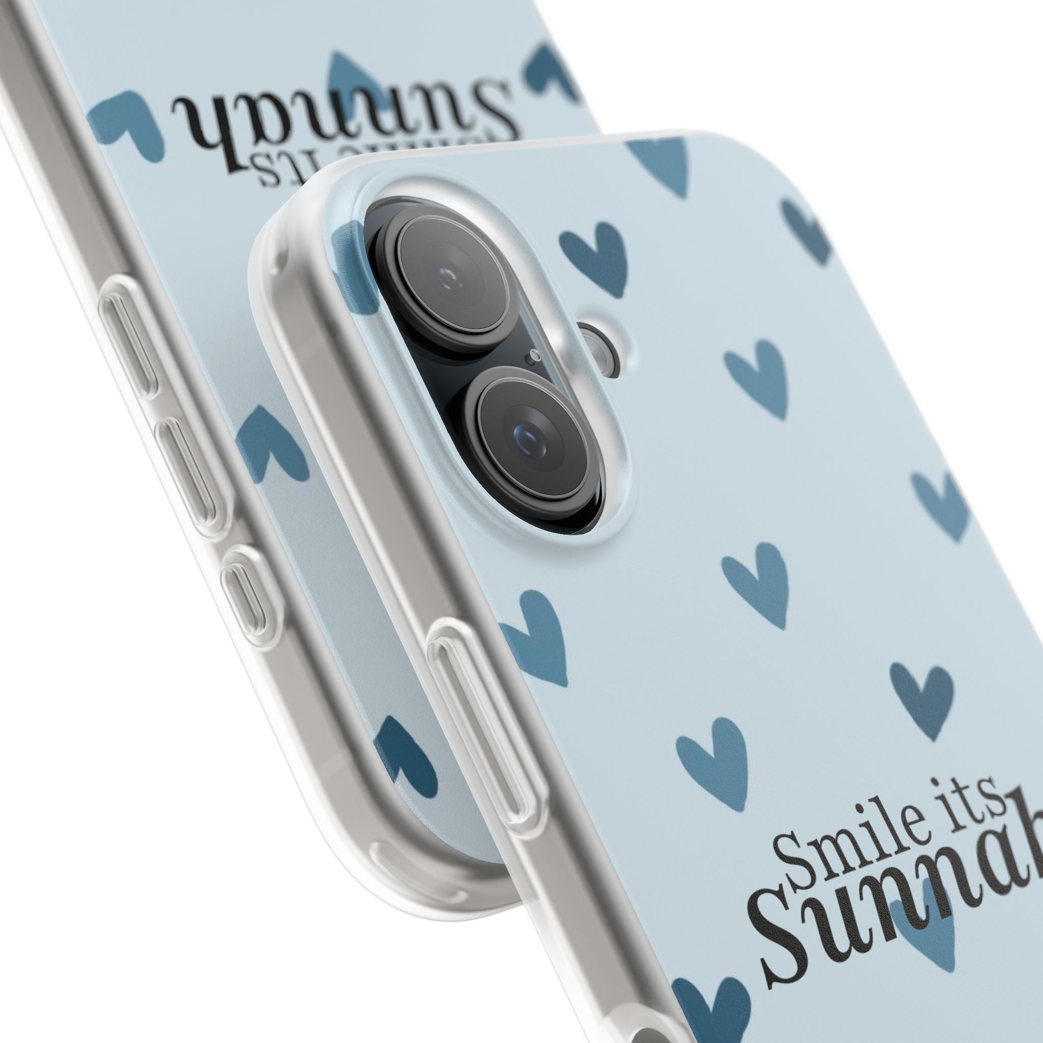 Smile It's Sunnah Phone Case — Light Blue Heart Pattern Muslim Inspirational iPhone Case