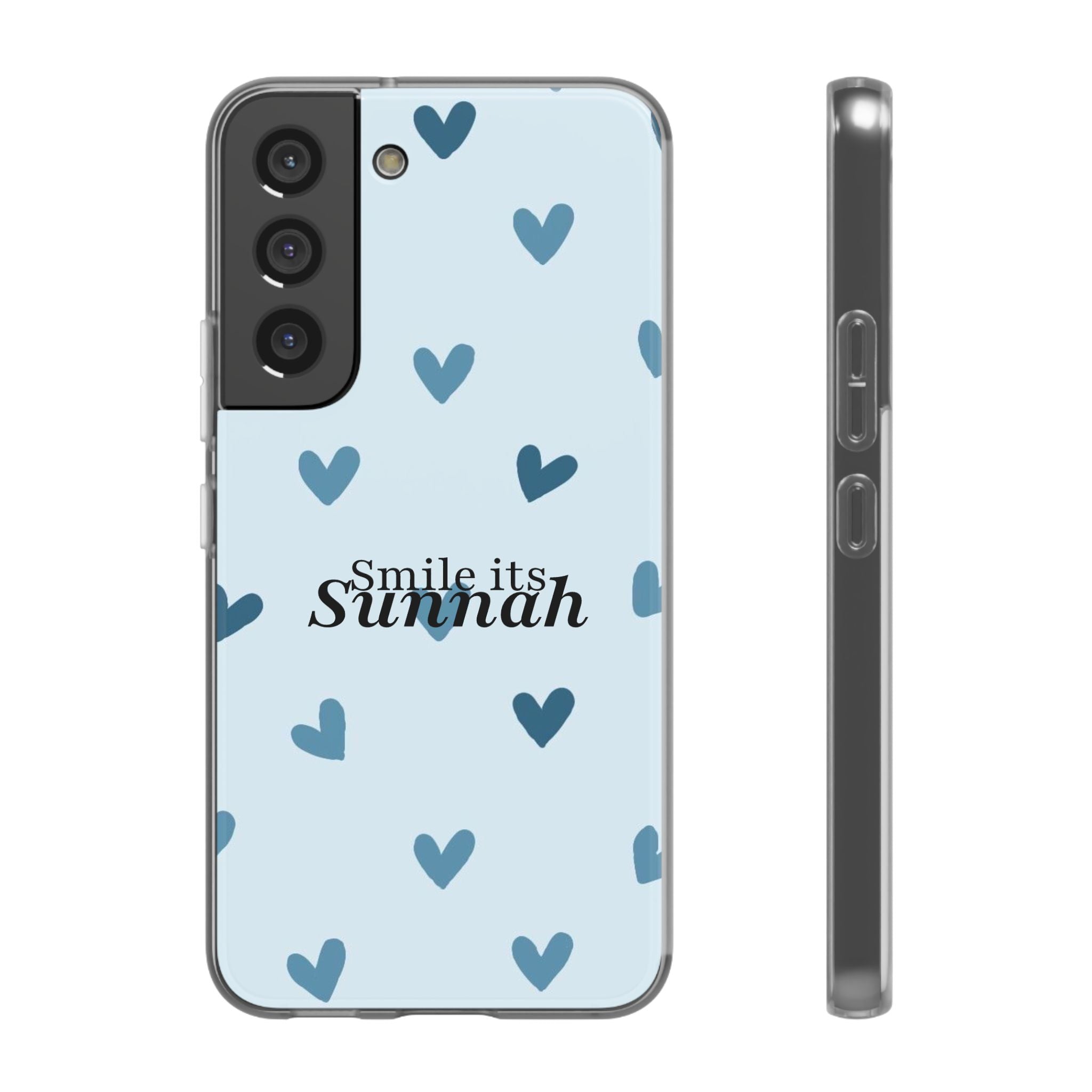 ''Smile It's Sunnah'' Light Blue Heart Pattern - Flexi Case