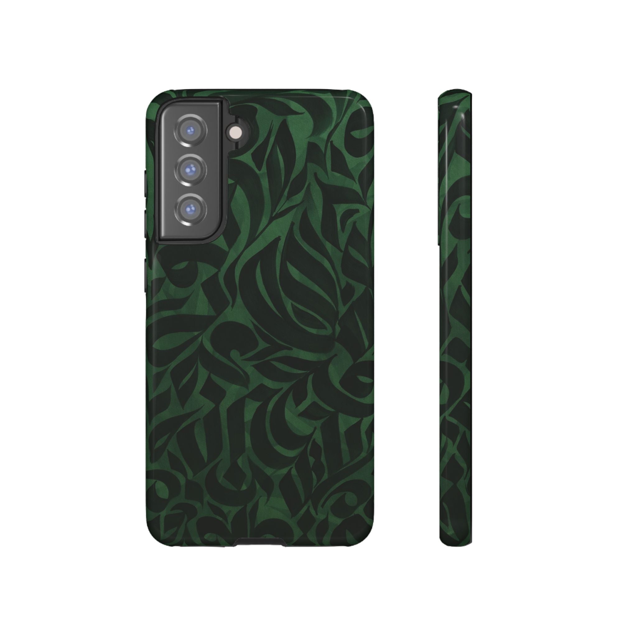 Floral Calligraphy Dark Green - Tough Case