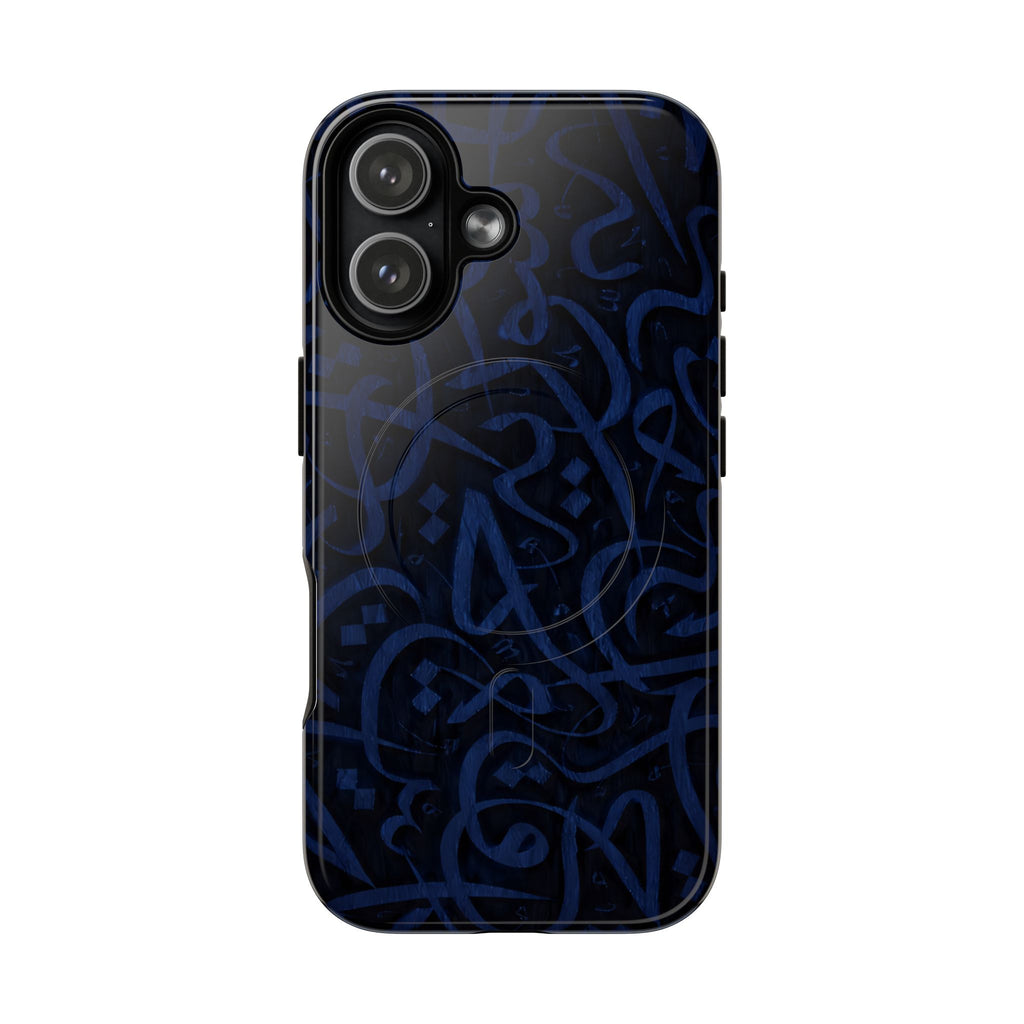Wooden Calligraphy Navy Blue - Magnetic Case