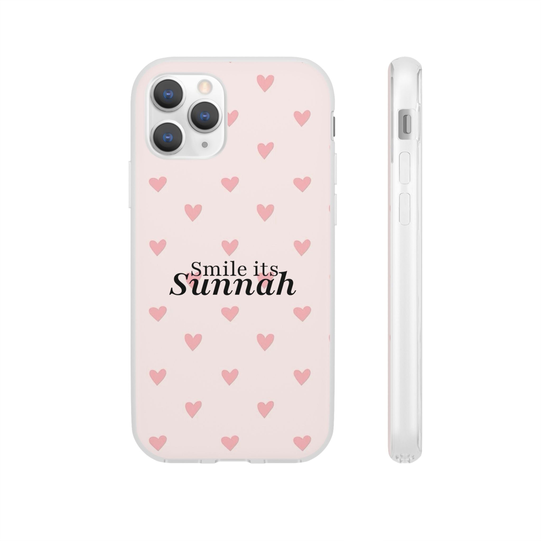 ''Smile It's Sunnah'' Pink Heart Pattern - Flexi Case