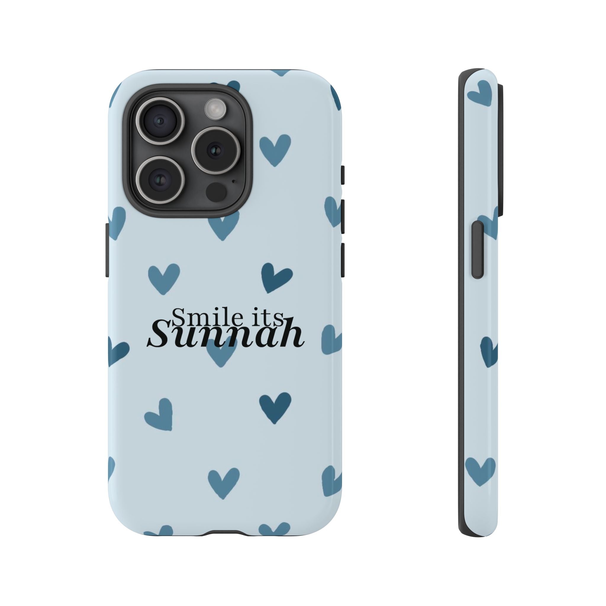 ''Smile It's Sunnah'' Light Blue Heart Pattern - Tough Case