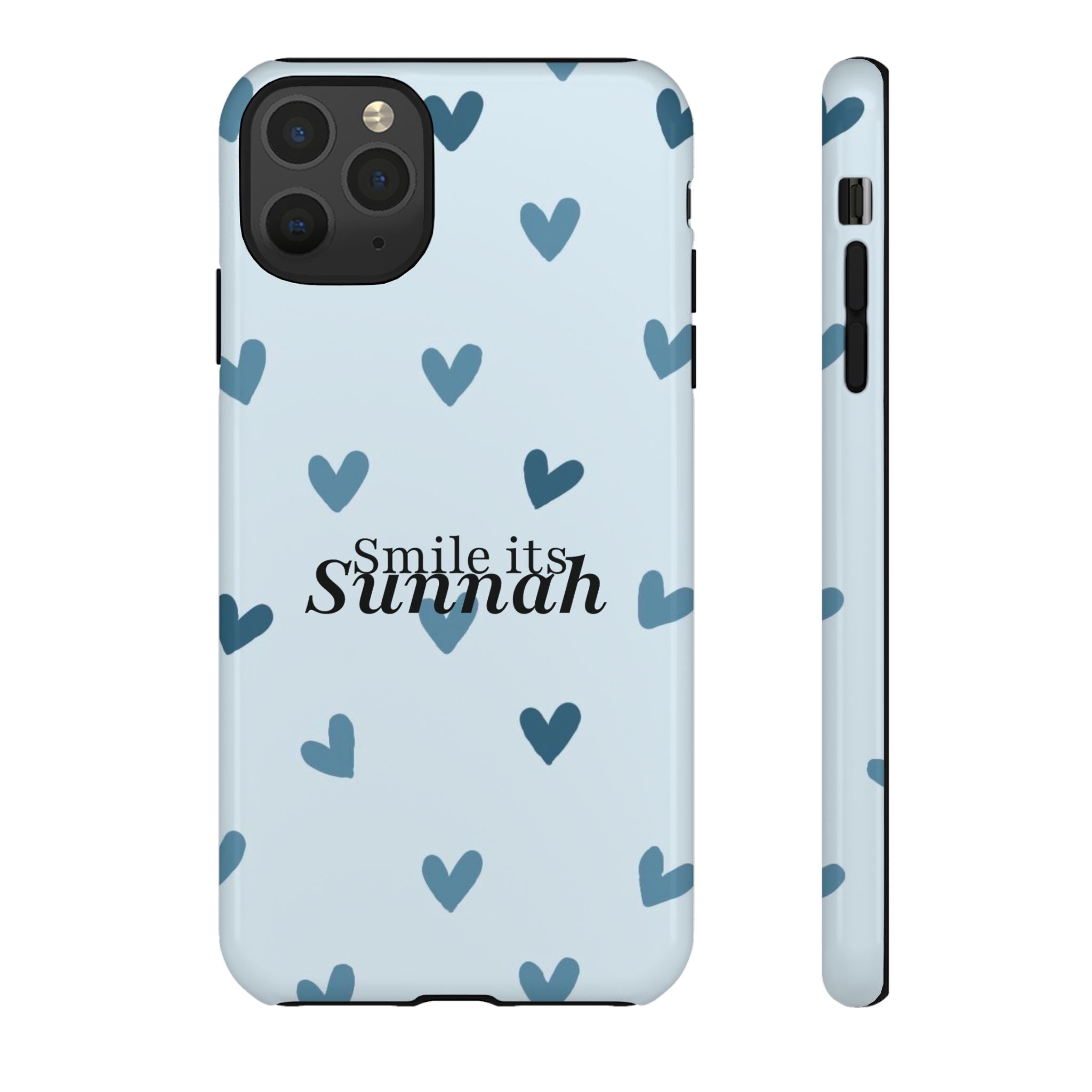 ''Smile It's Sunnah'' Light Blue Heart Pattern - Tough Case