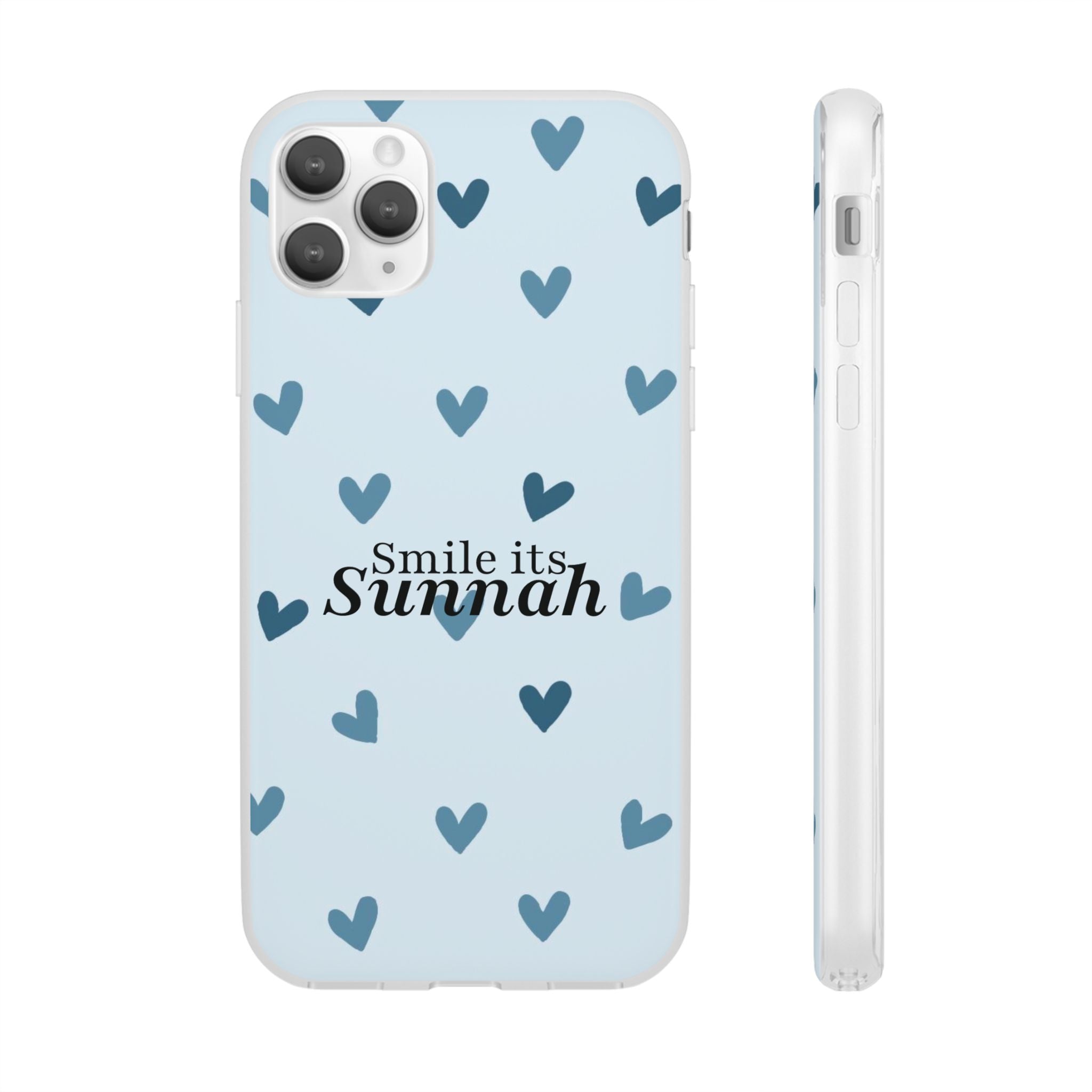''Smile It's Sunnah'' Light Blue Heart Pattern - Flexi Case