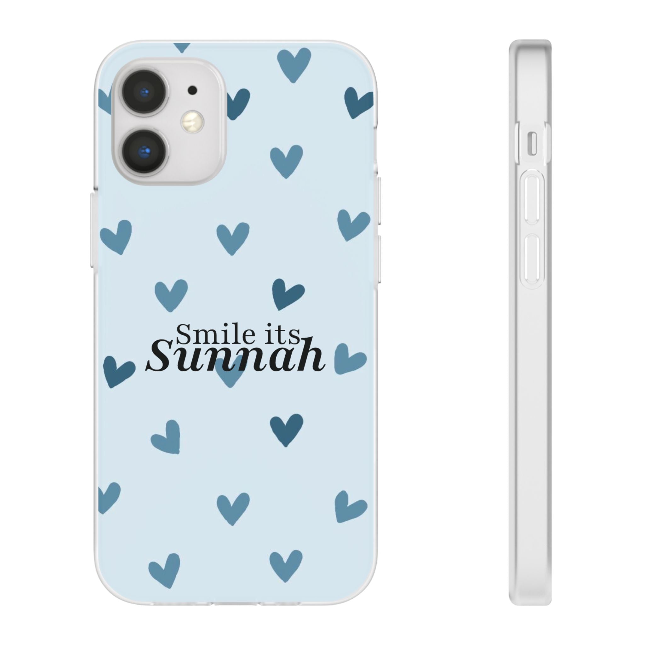 ''Smile It's Sunnah'' Light Blue Heart Pattern - Flexi Case