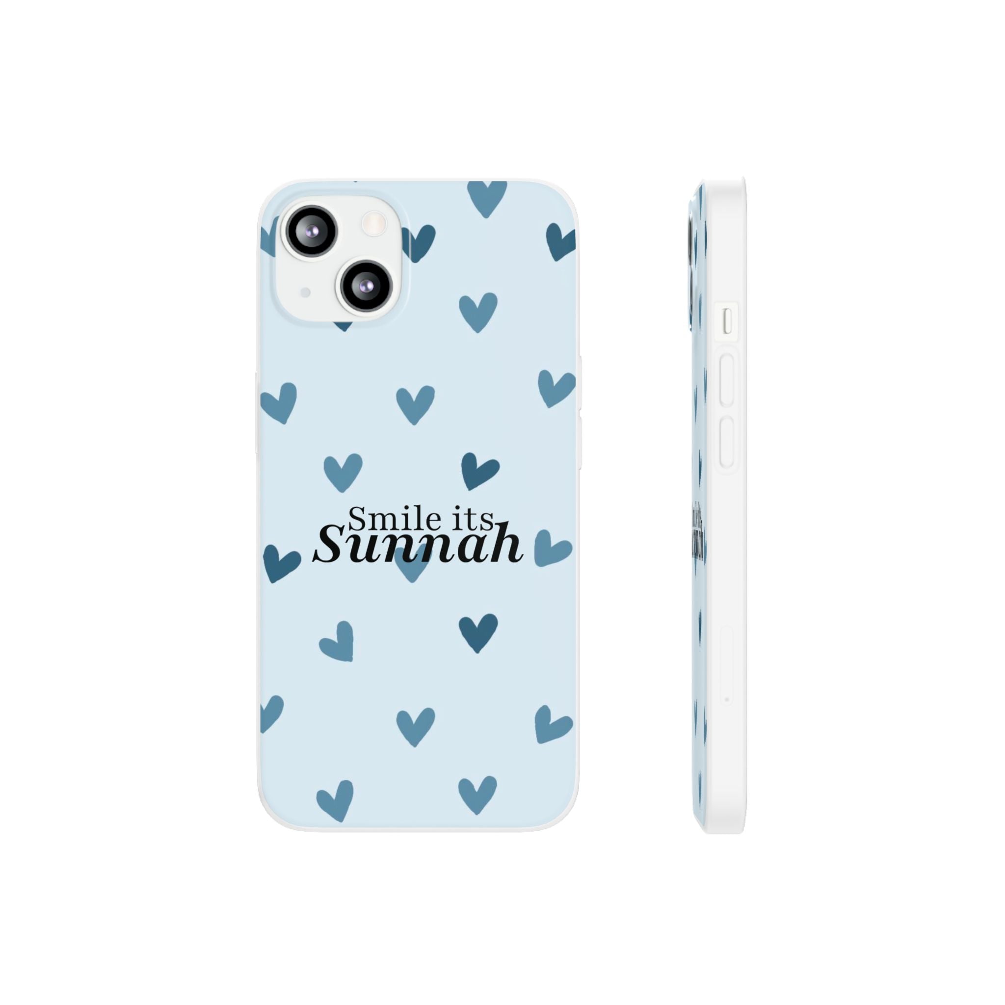 ''Smile It's Sunnah'' Light Blue Heart Pattern - Flexi Case