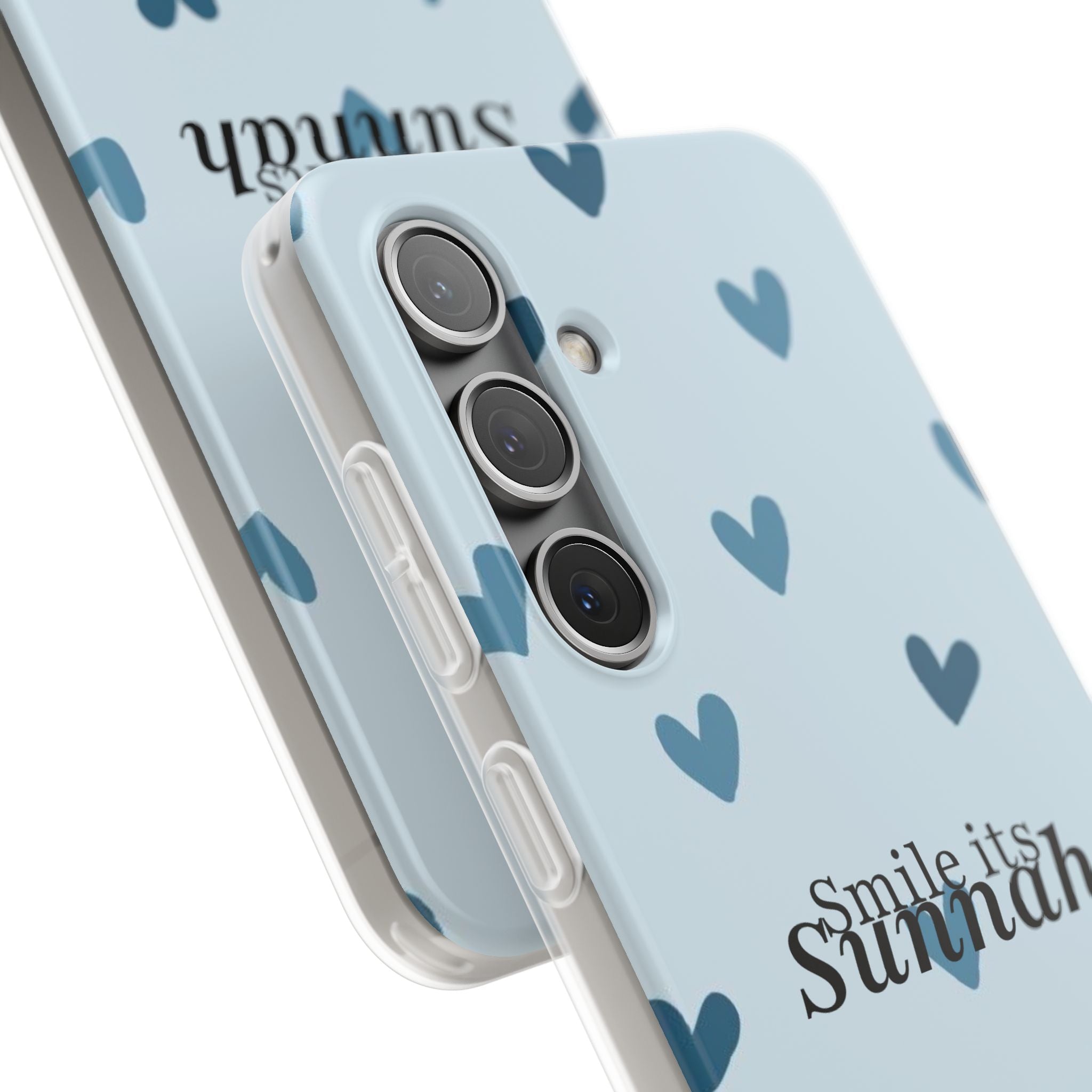 ''Smile It's Sunnah'' Light Blue Heart Pattern - Flexi Case
