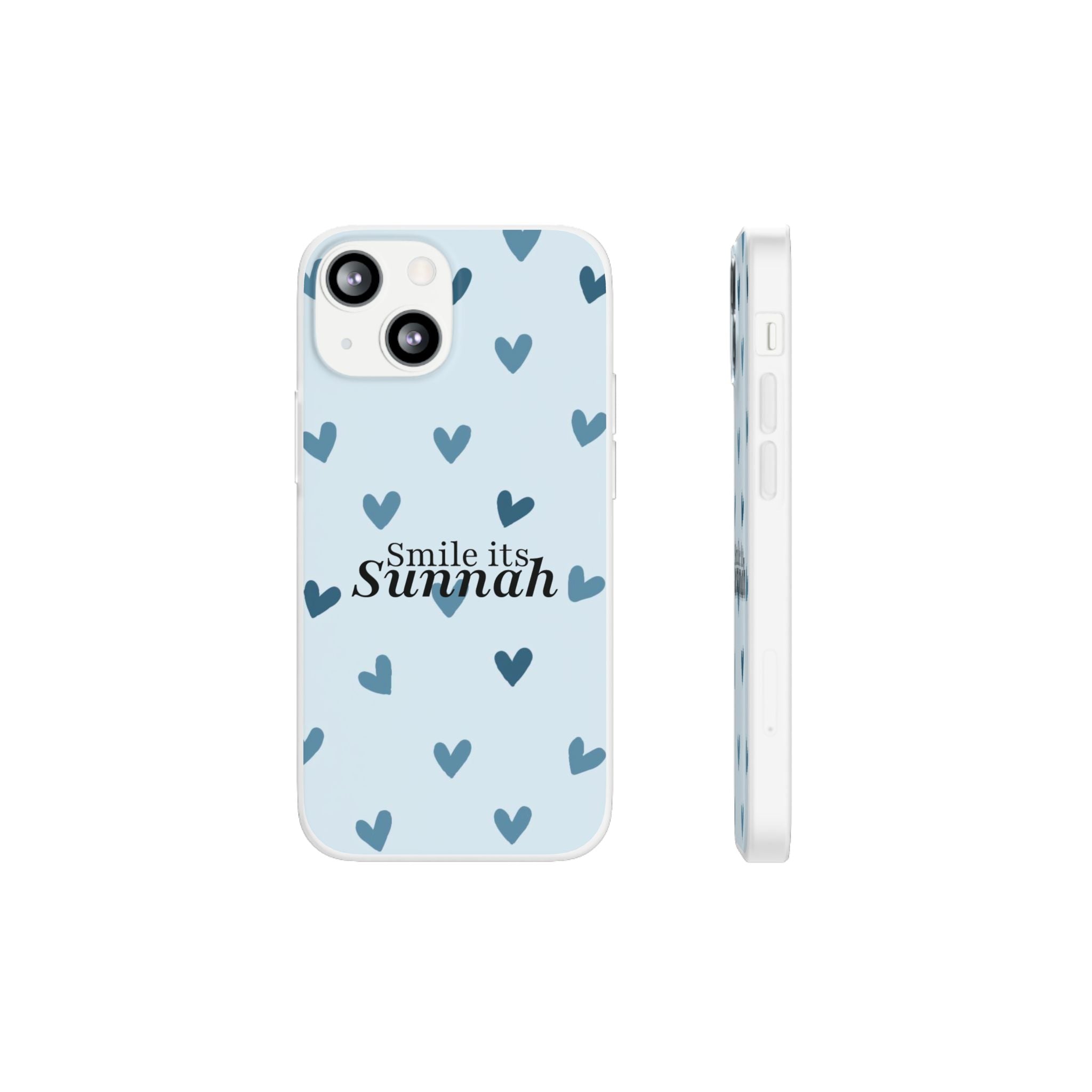 ''Smile It's Sunnah'' Light Blue Heart Pattern - Flexi Case