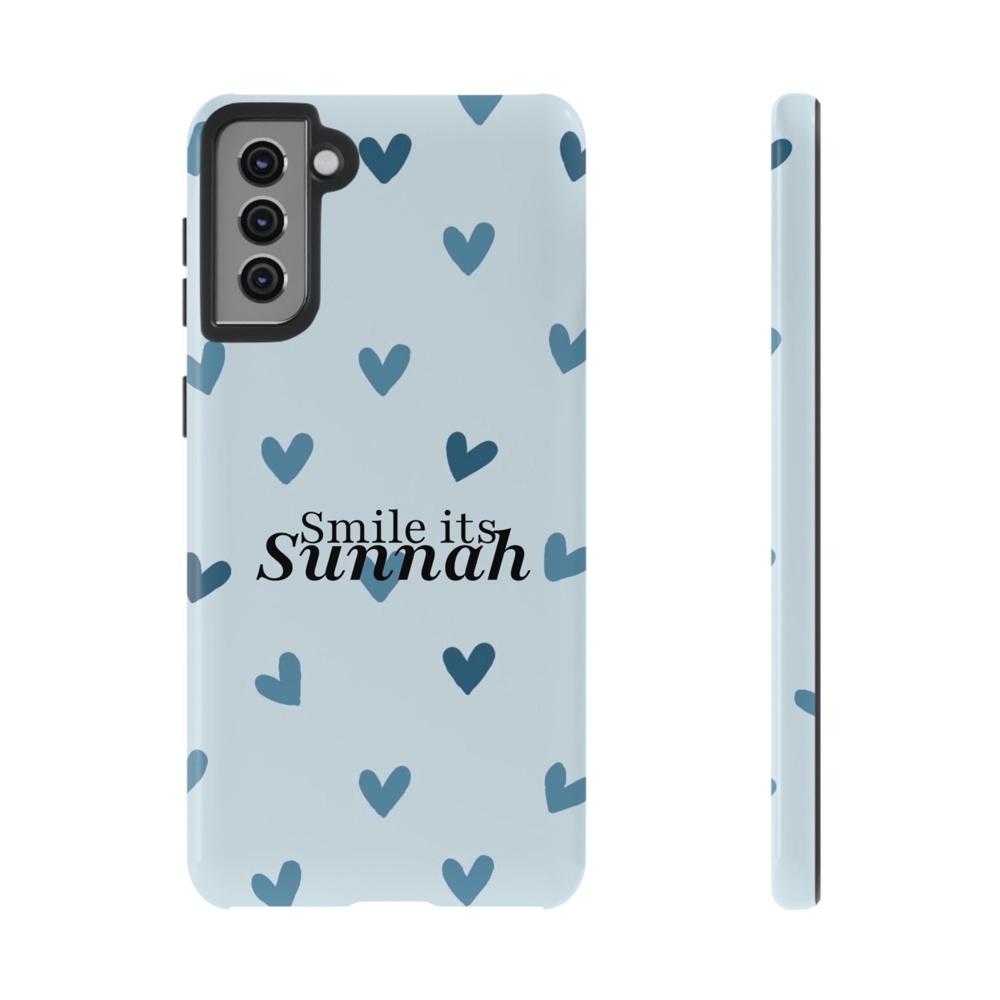 'Smile It's Sunnah'' Light Blue Heart Pattern - Tough case