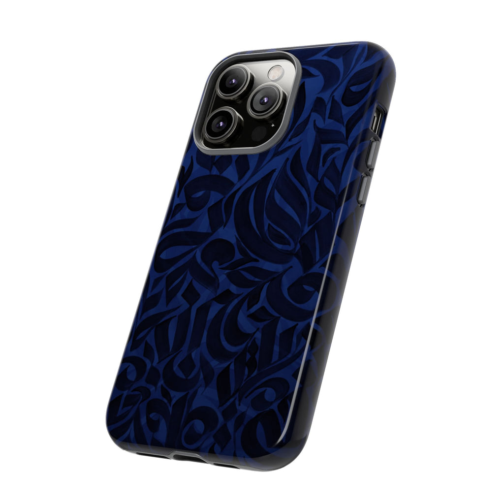 Floral Calligraphy Navy Blue- Tough Case