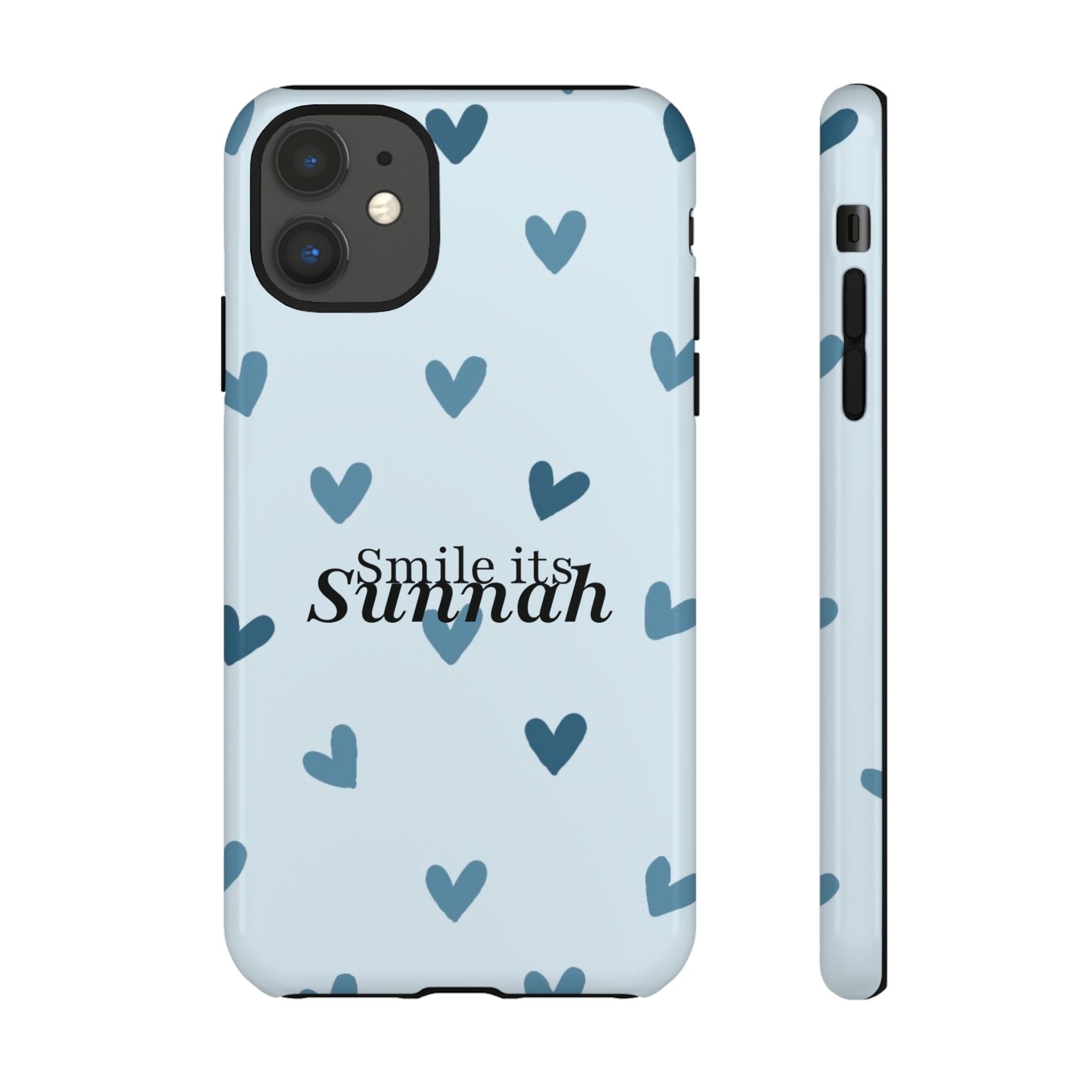 ''Smile It's Sunnah'' Light Blue Heart Pattern - Tough Case