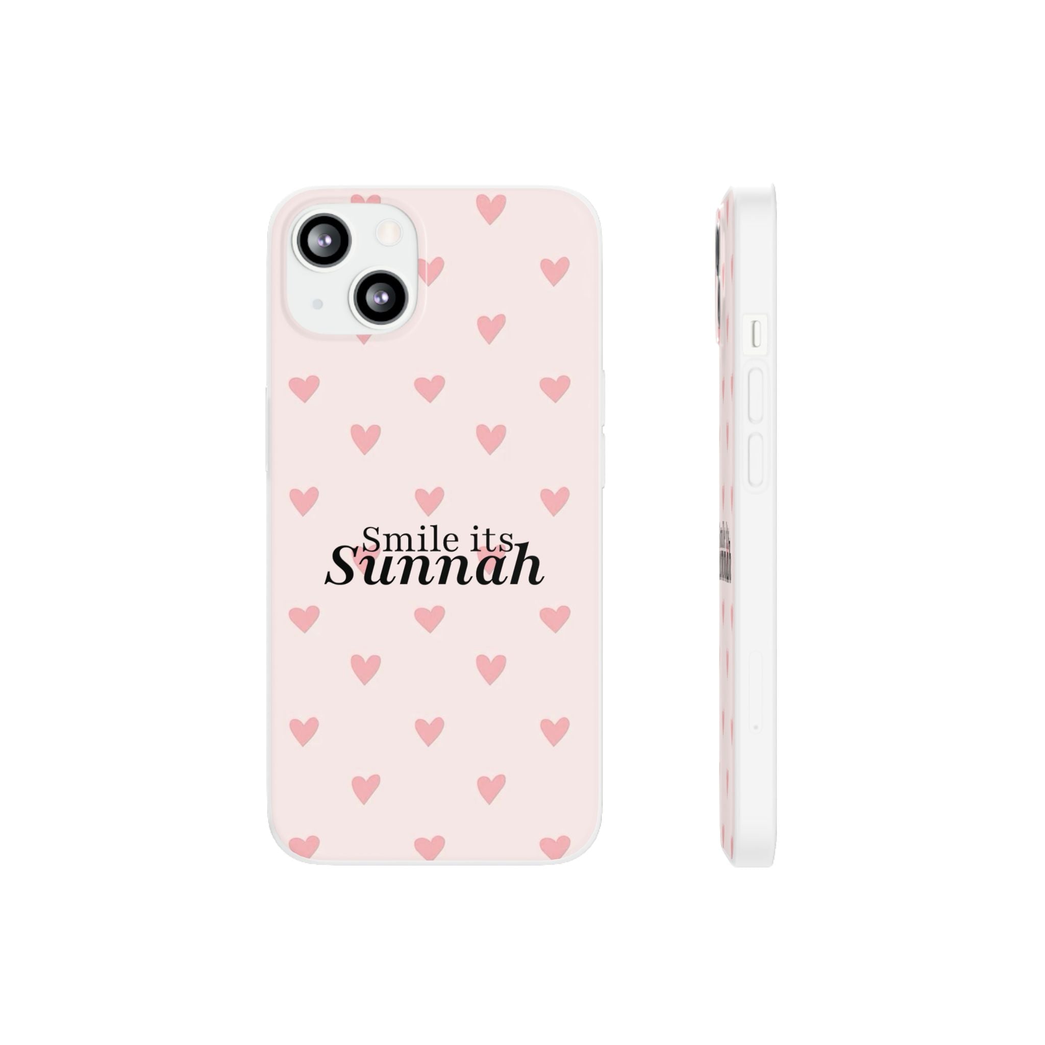 ''Smile It's Sunnah'' Pink Heart Pattern - Flexi Case