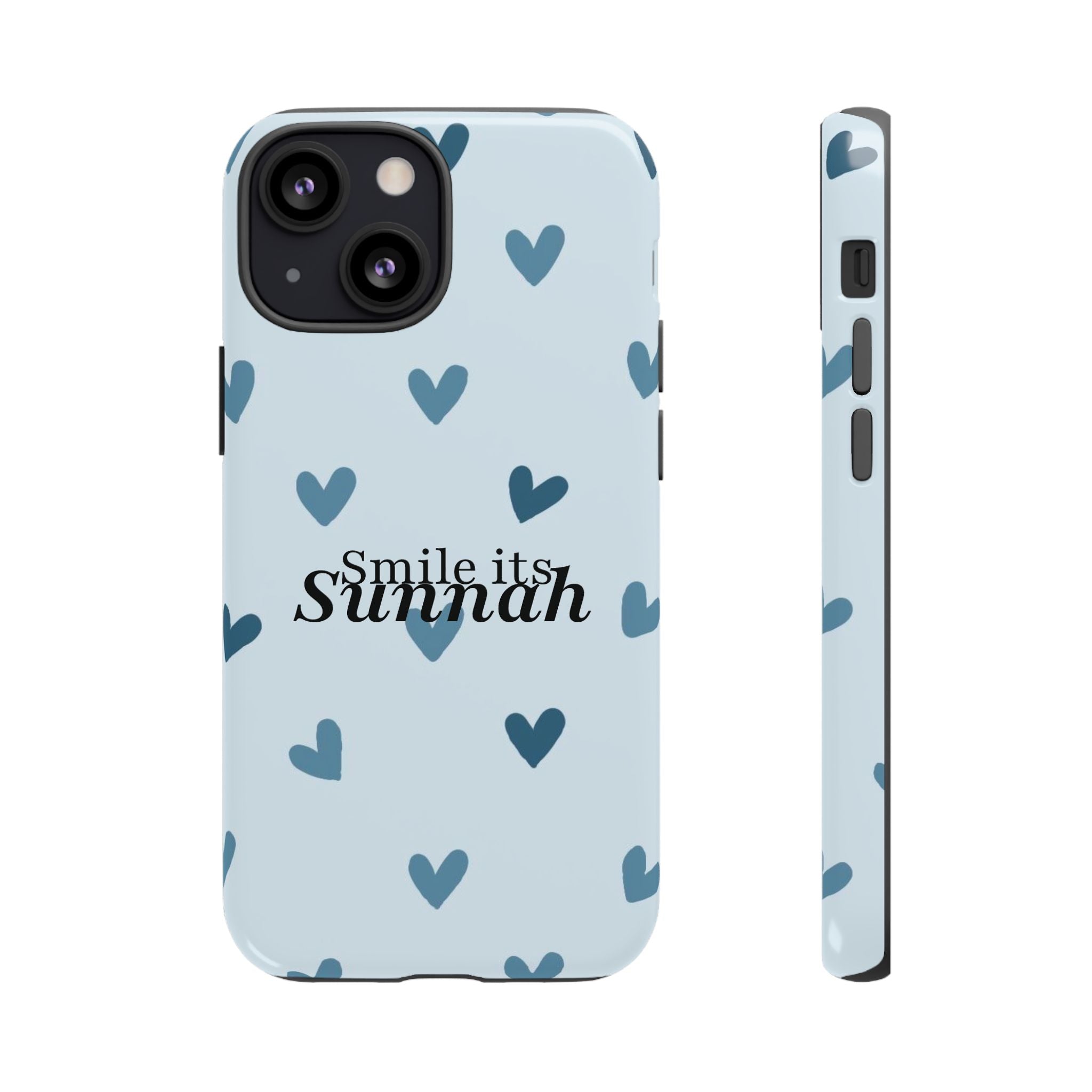 ''Smile It's Sunnah'' Light Blue Heart Pattern - Tough Case