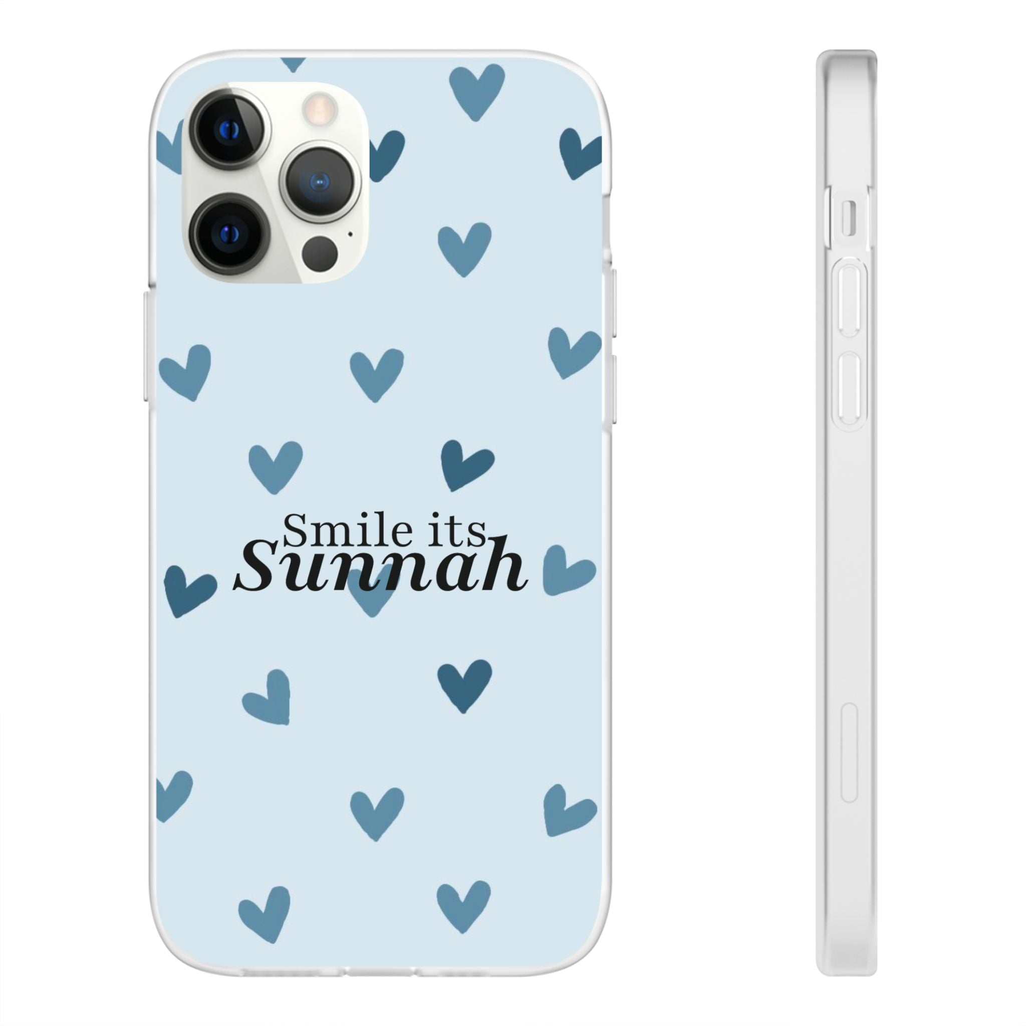 ''Smile It's Sunnah'' Light Blue Heart Pattern - Flexi Case