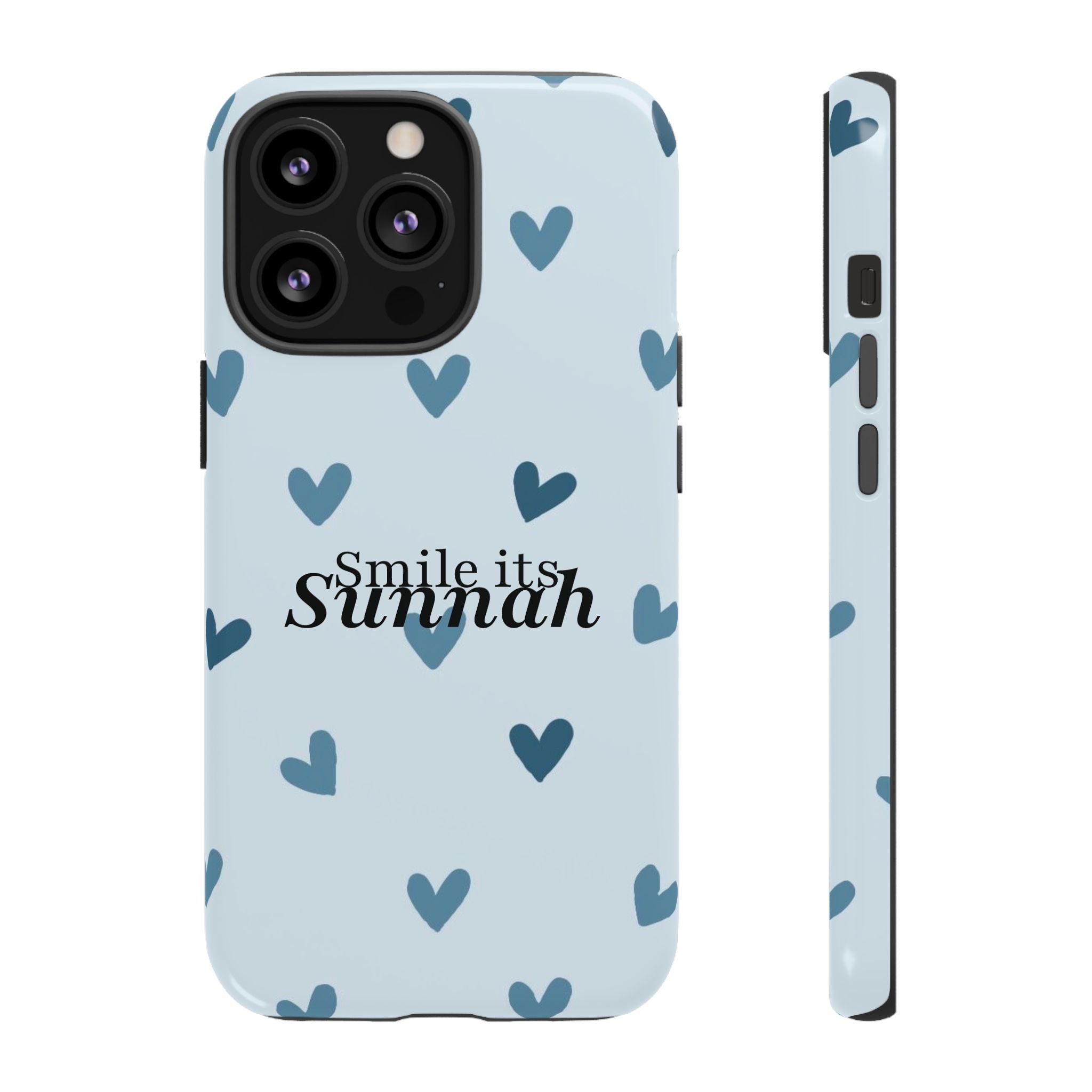 ''Smile It's Sunnah'' Light Blue Heart Pattern - Tough Case