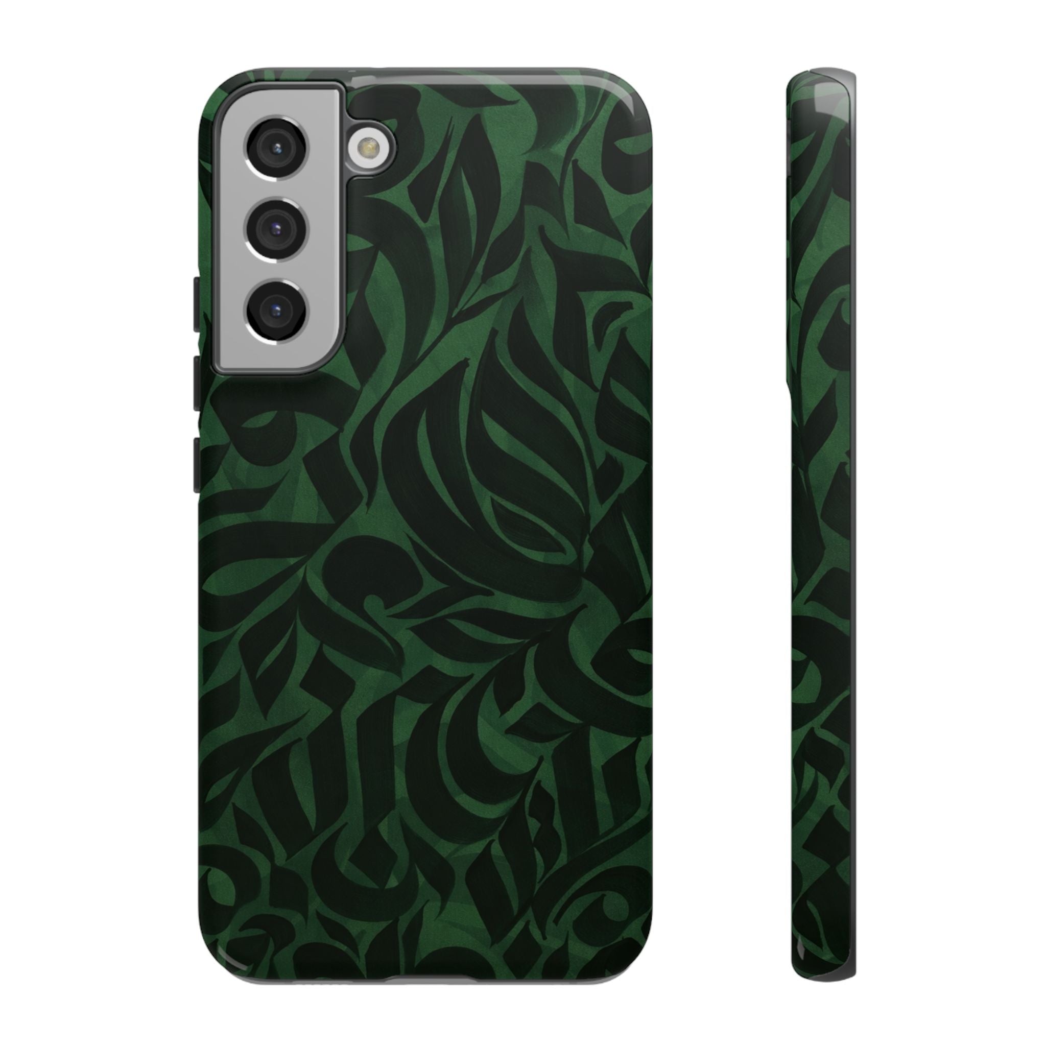 Floral Calligraphy Dark Green - Tough Case