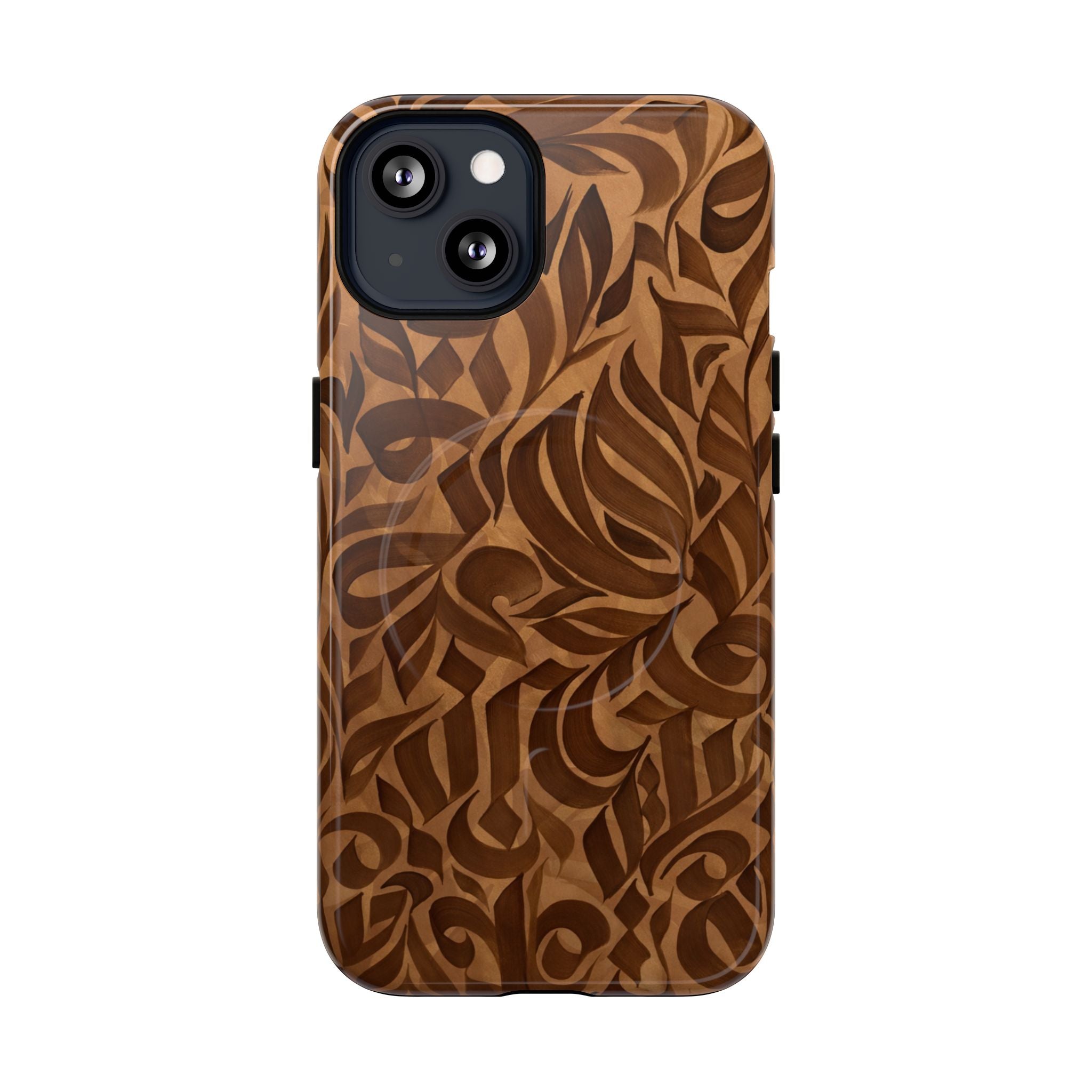 Woodgrain Floral Tough Magnetic Phone Case — Protective Magnetic iPhone Cover