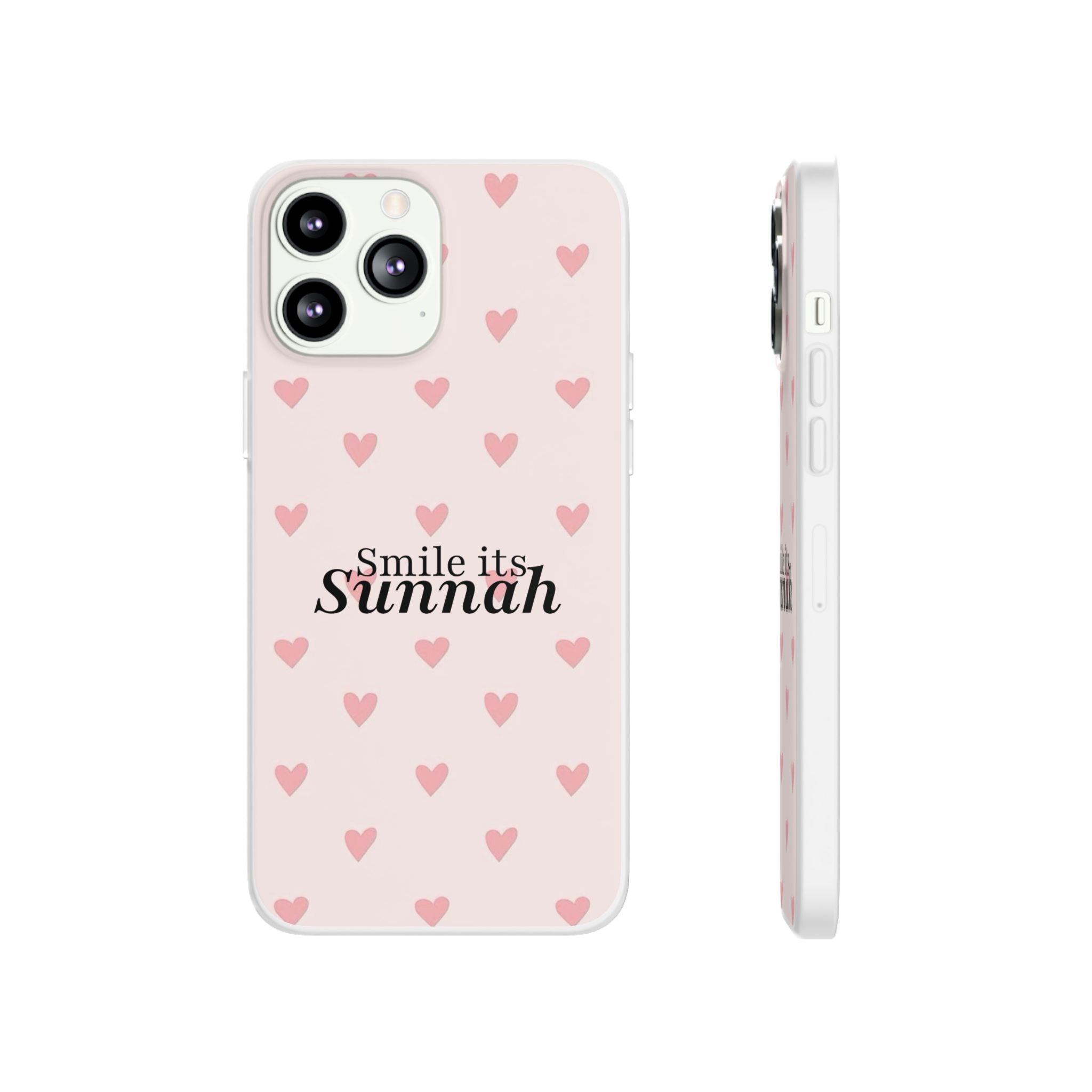 ''Smile It's Sunnah'' Pink Heart Pattern - Flexi Case
