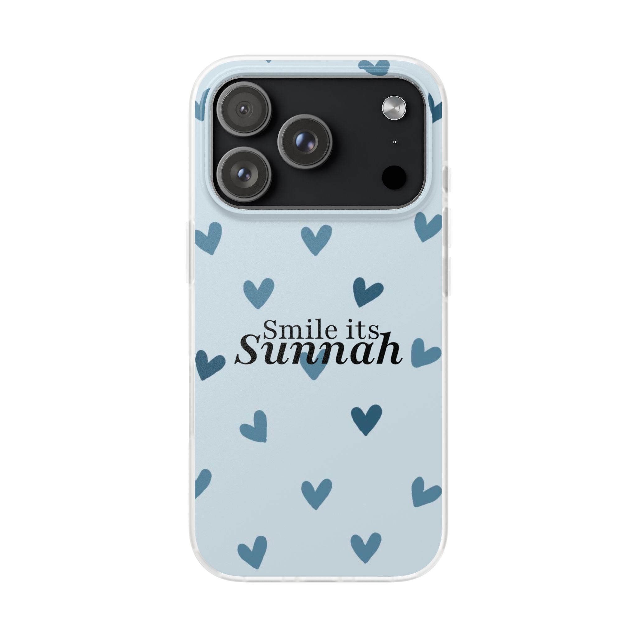 ''Smile It's Sunnah'' Light Blue Heart Pattern - Flexi Case
