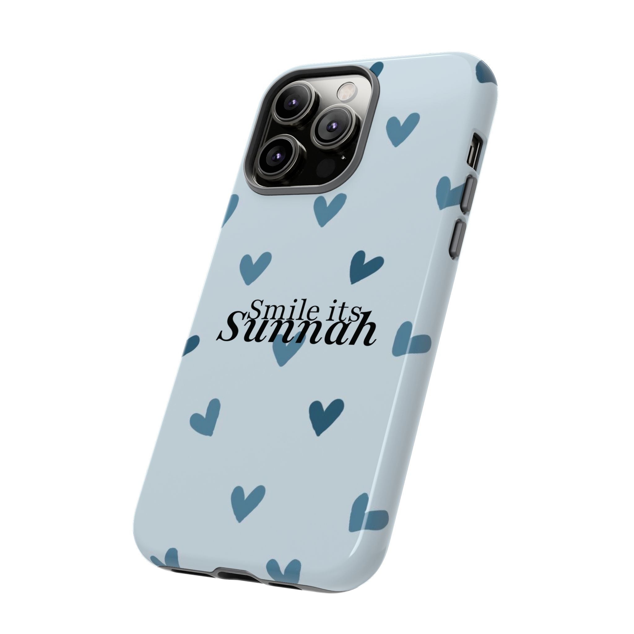 ''Smile It's Sunnah'' Light Blue Heart Pattern - Tough Case