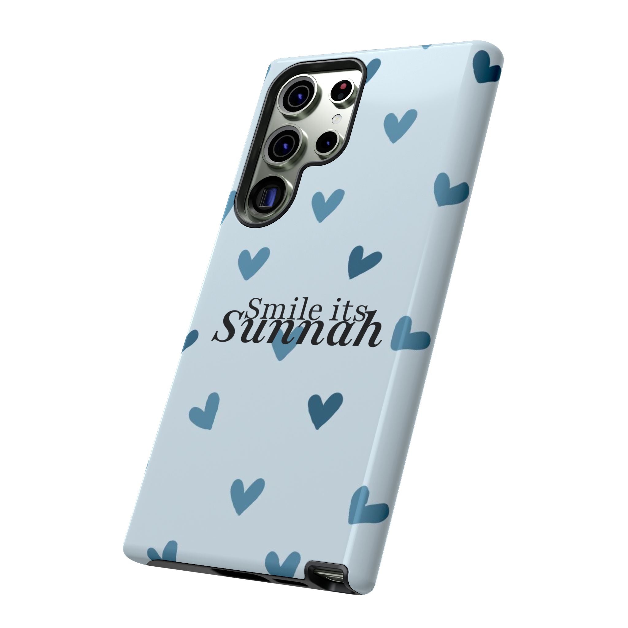 'Smile It's Sunnah'' Light Blue Heart Pattern - Tough case
