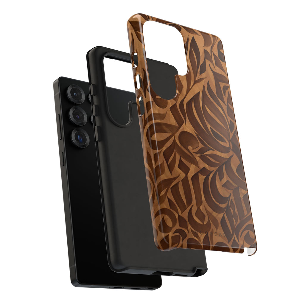 Floral Calligraphy Brown - Tough Case