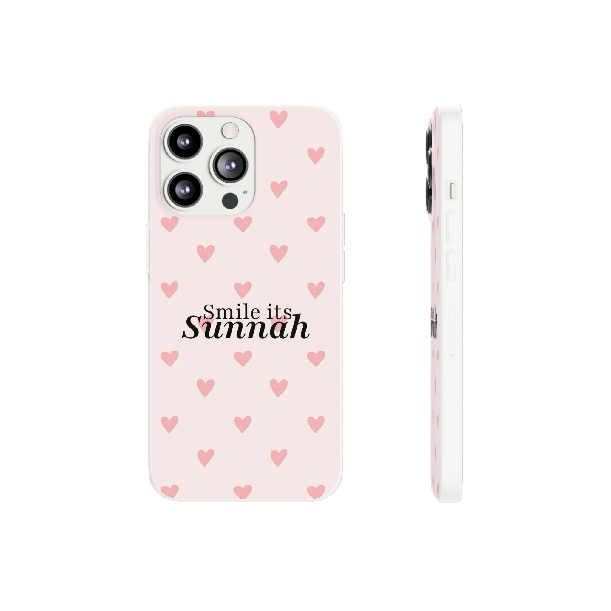 ''Smile It's Sunnah'' Pink Heart Pattern - Flexi Case