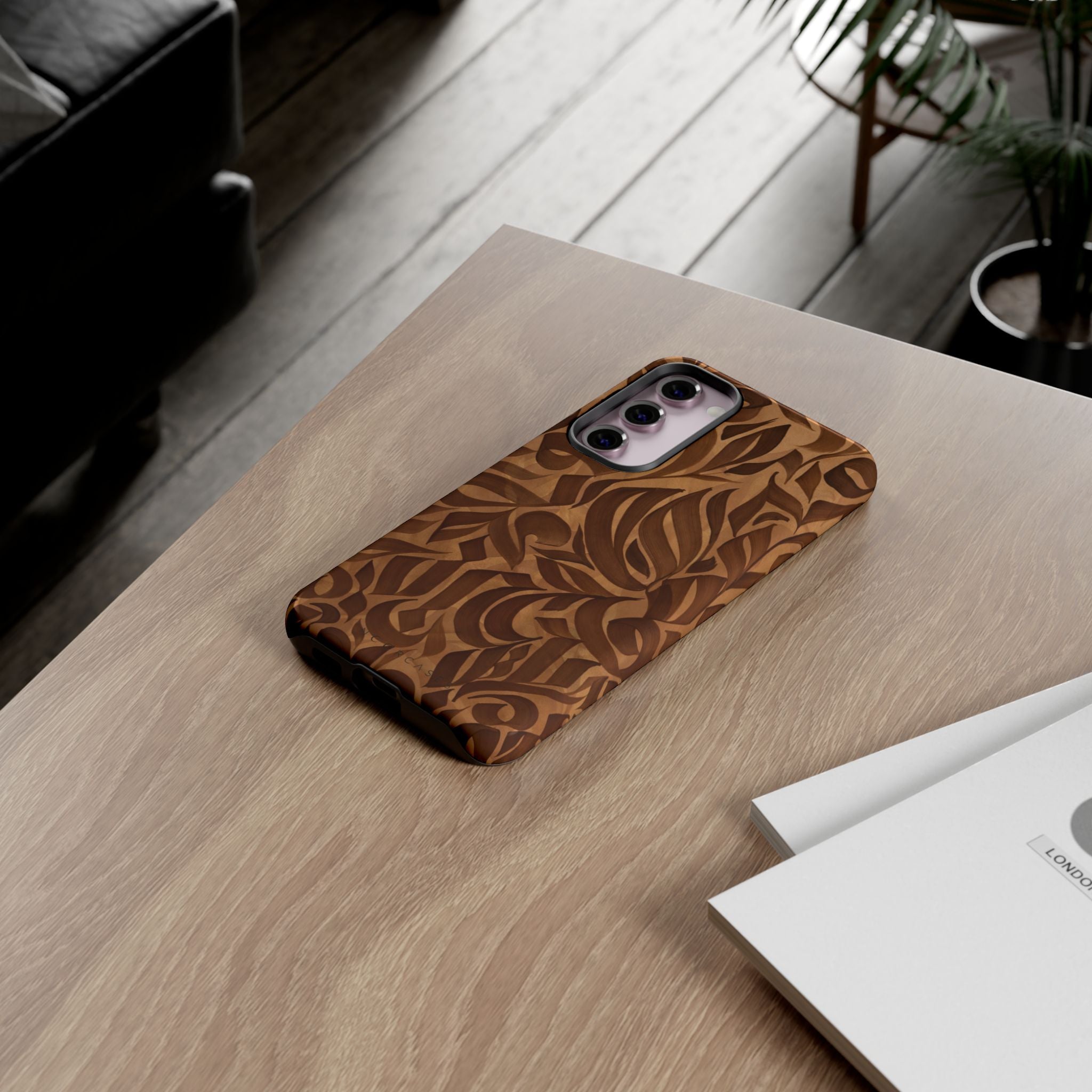 Floral Calligraphy Brown - Tough Case