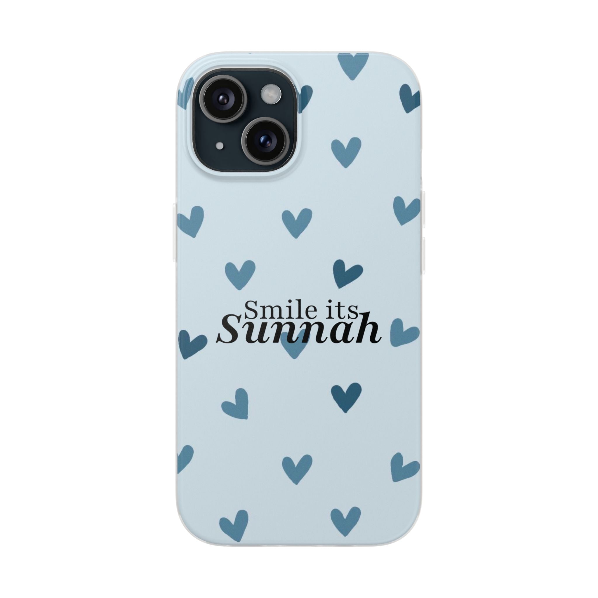 ''Smile It's Sunnah'' Light Blue Heart Pattern - Flexi Case