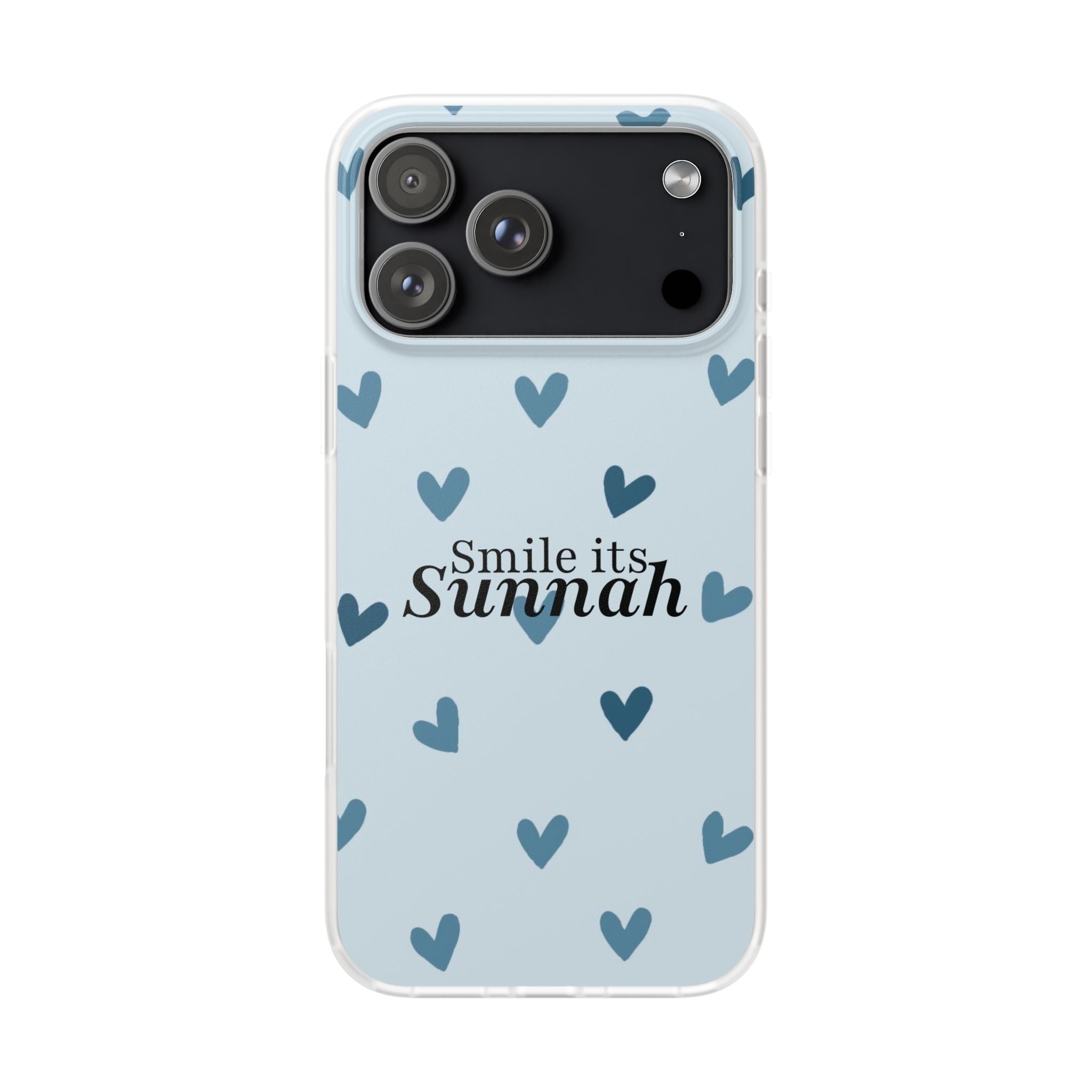 ''Smile It's Sunnah'' Light Blue Heart Pattern - Flexi Case