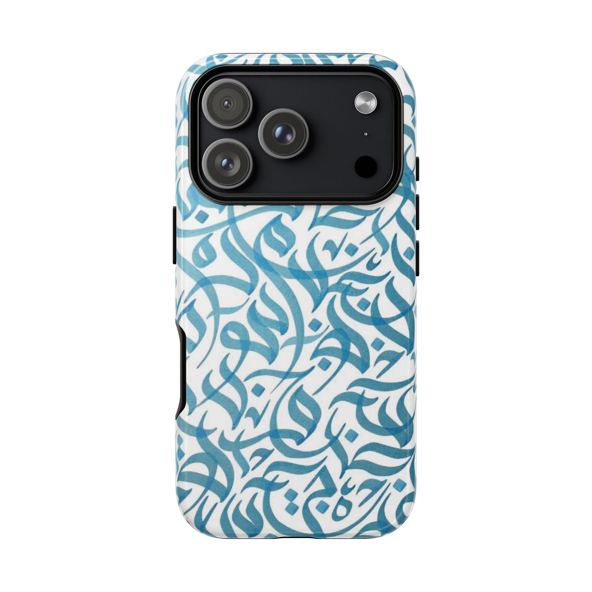 Arabic Calligraphy Pattern Phone Case — Blue Decorative Tough Case
