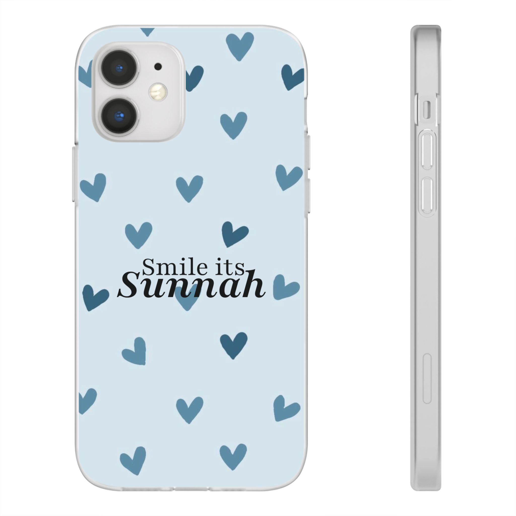 ''Smile It's Sunnah'' Light Blue Heart Pattern - Flexi Case