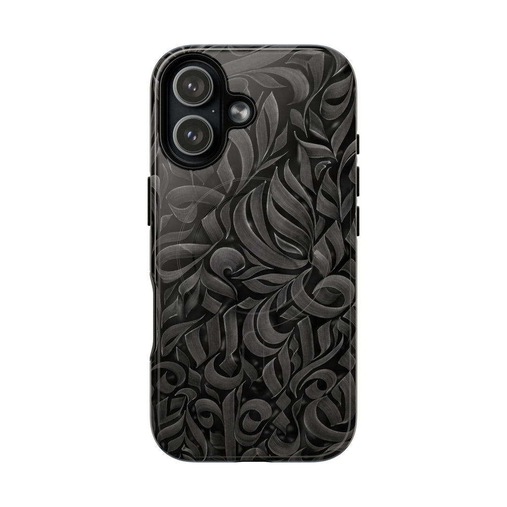 Floral Calligraphy Black - Magnetic Case