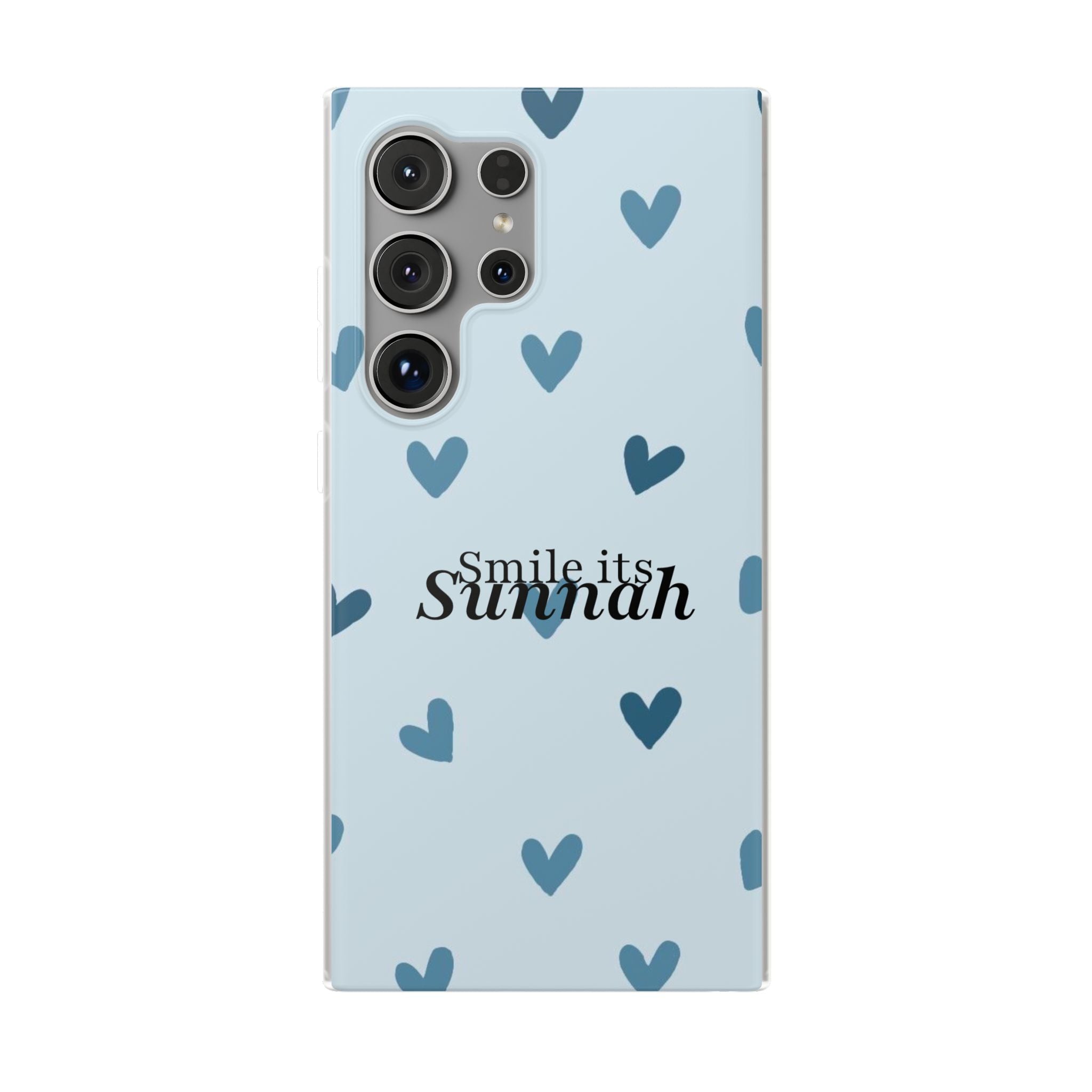''Smile It's Sunnah'' Light Blue Heart Pattern - Flexi Case