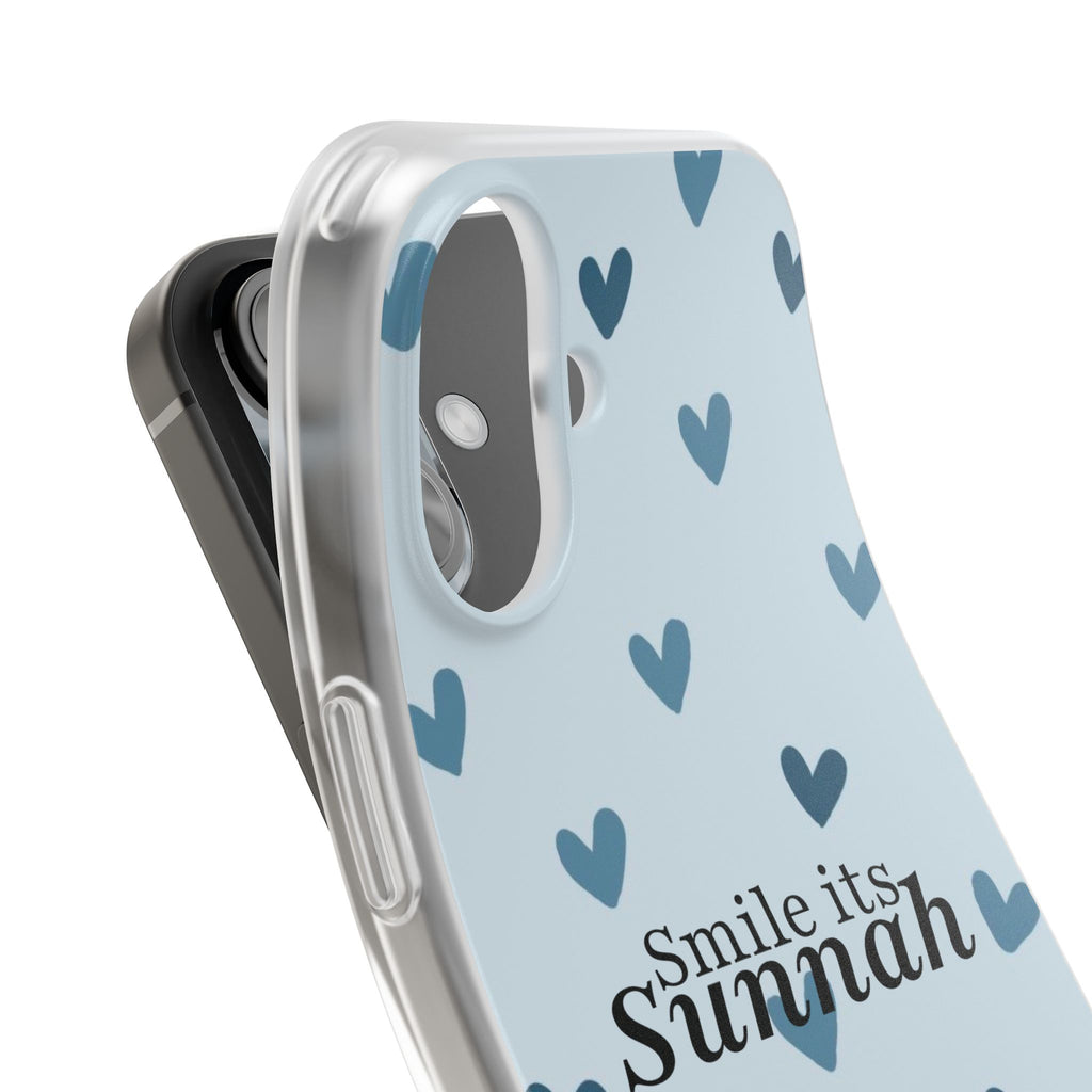 Smile It's Sunnah Phone Case — Light Blue Heart Pattern Muslim Inspirational iPhone Case