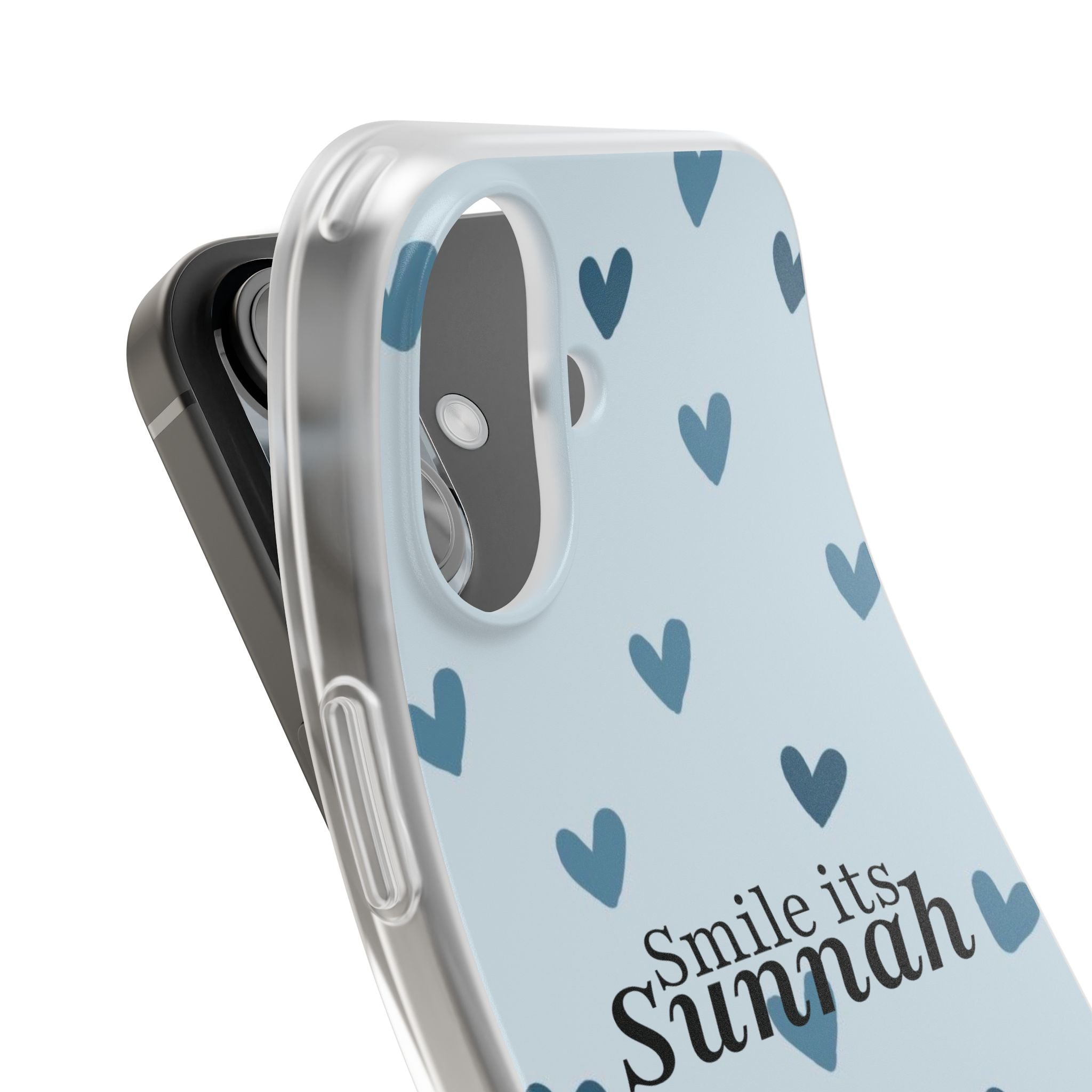 Smile It's Sunnah Phone Case — Light Blue Heart Pattern Muslim Inspirational iPhone Case